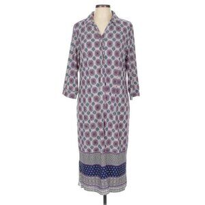 NEW Chicos Medallion Print Midi Shirt Dress 2 (12 / 14) Pink Blue Multi NWOT